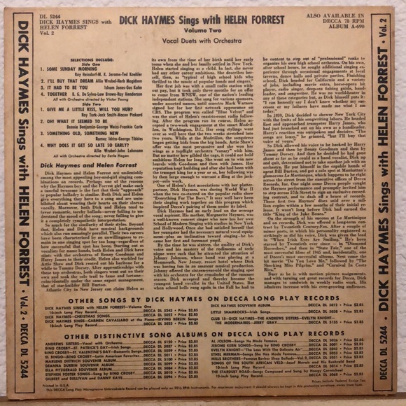 ***Free*** Dick Haymes Sings With Helen Forrest Vinyl Lp - Picture 2 of 6